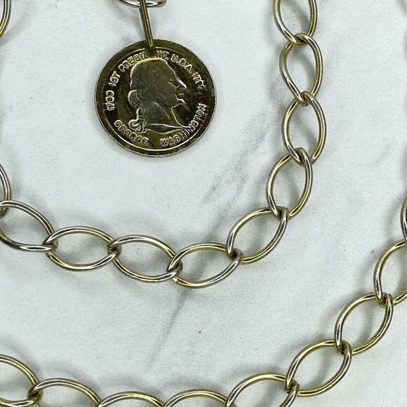 Gold Tone George Washington Coin Chain Link Belt Small (S) ✨ - Picture 5 of 12